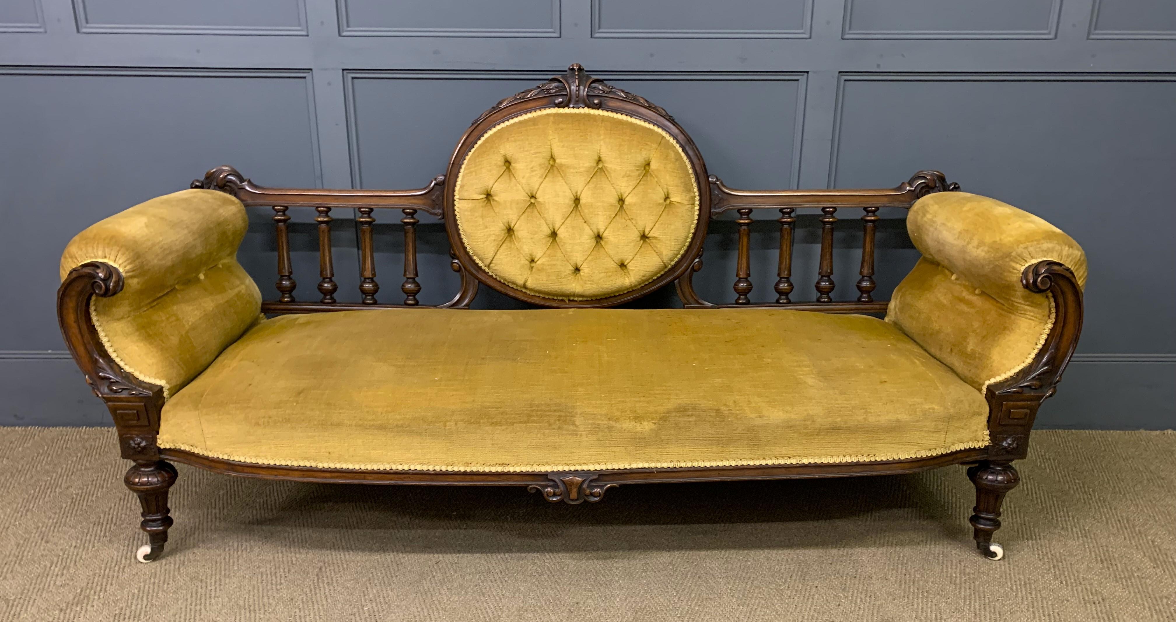 Victorian Upholstered Walnut Settee