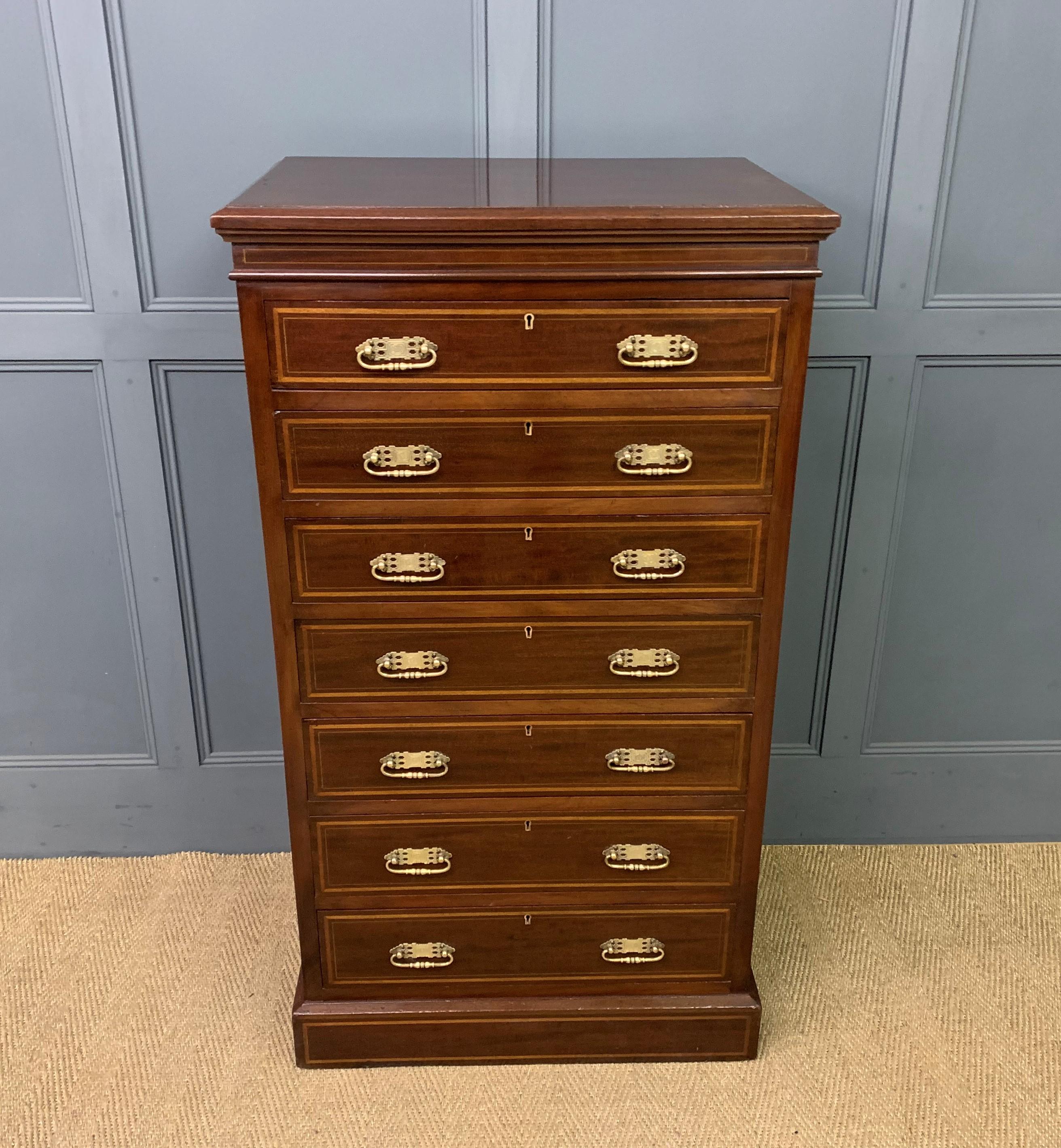 Maple & Co Inlaid Mahogany Pillar Chest