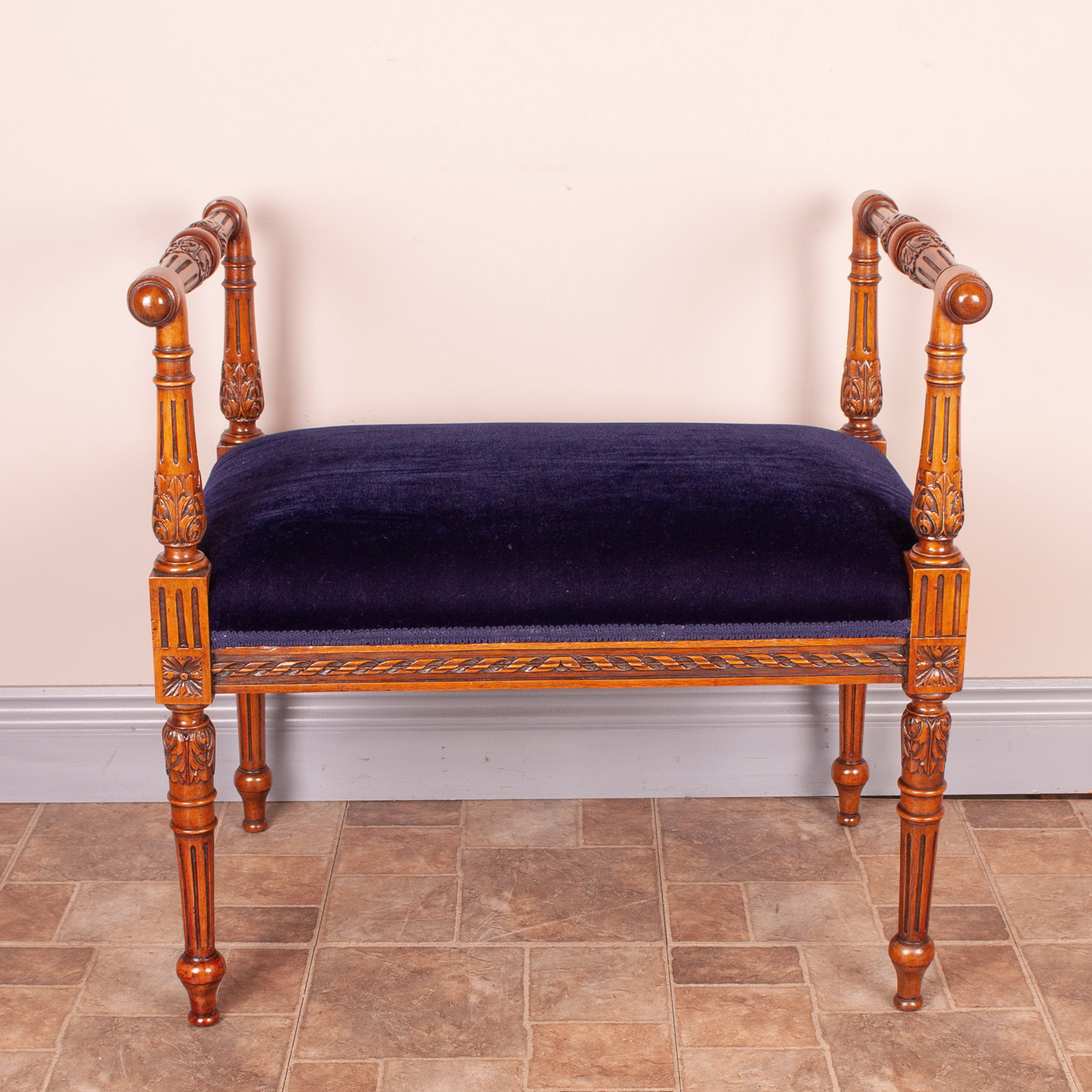 French 19thC Carved Walnut Window Seat