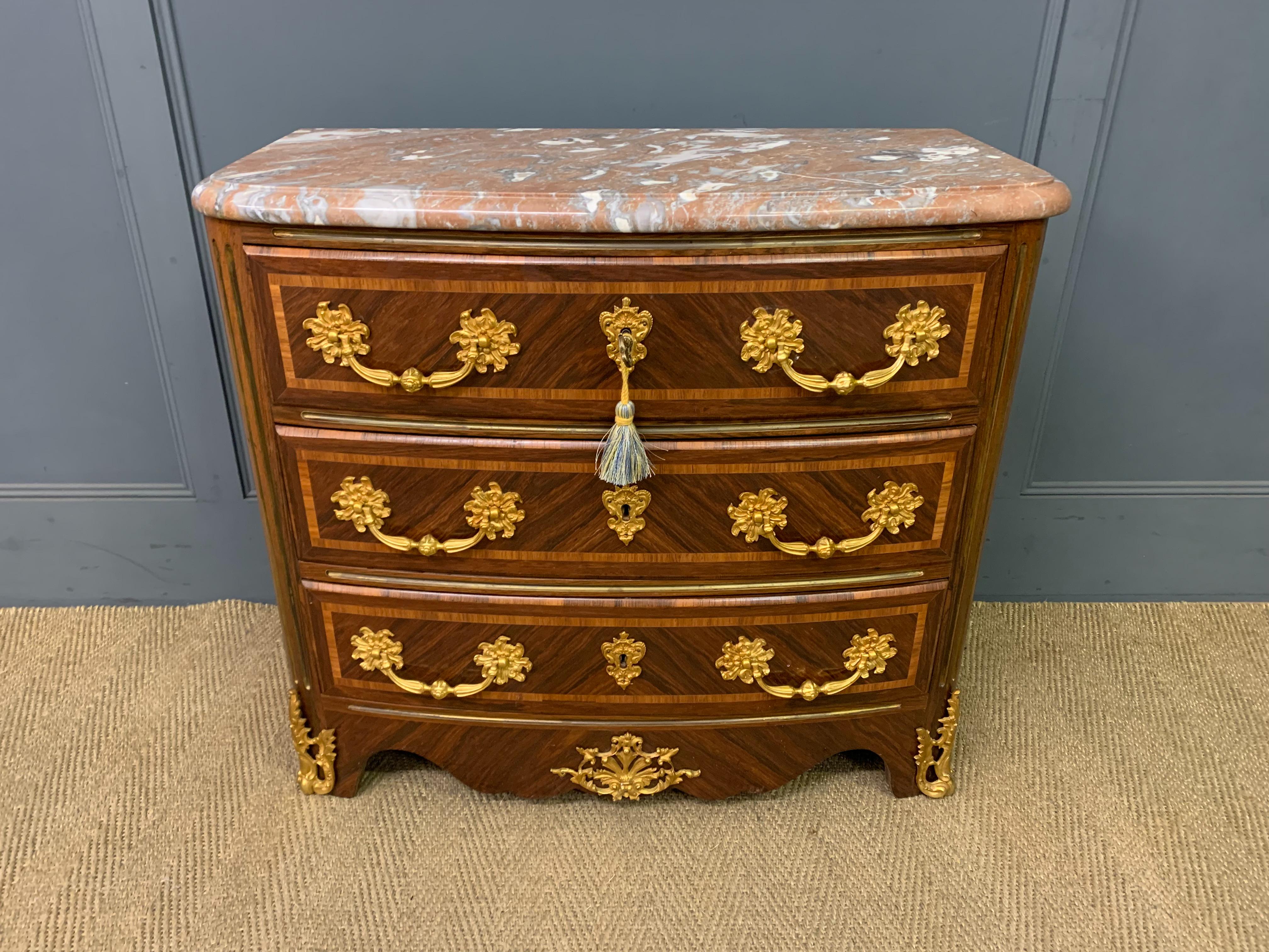 French Kingwood Marble Topped Commode