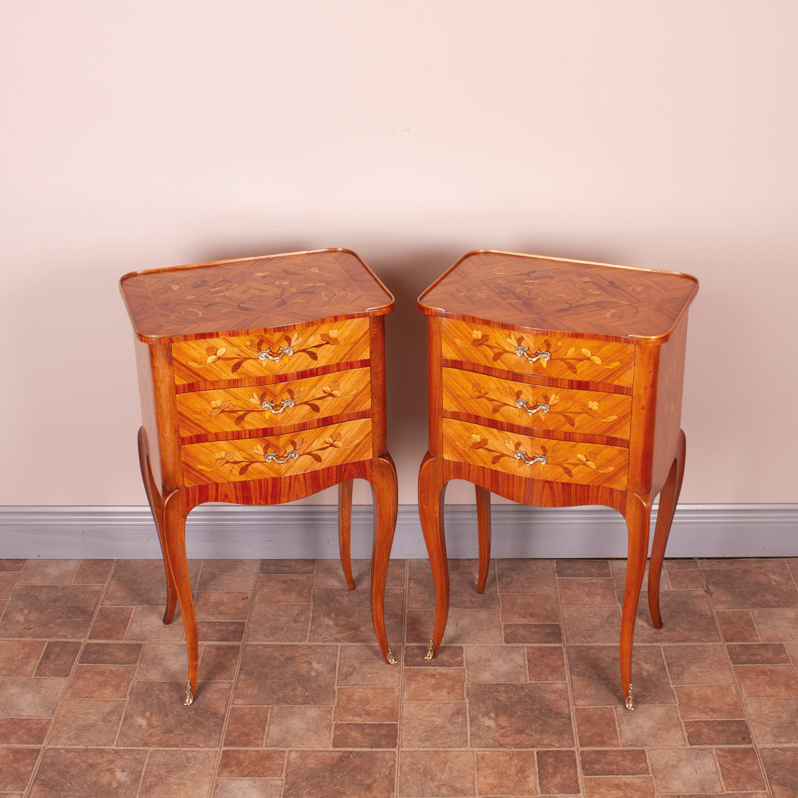 Pair of French Marquetry Bedsides