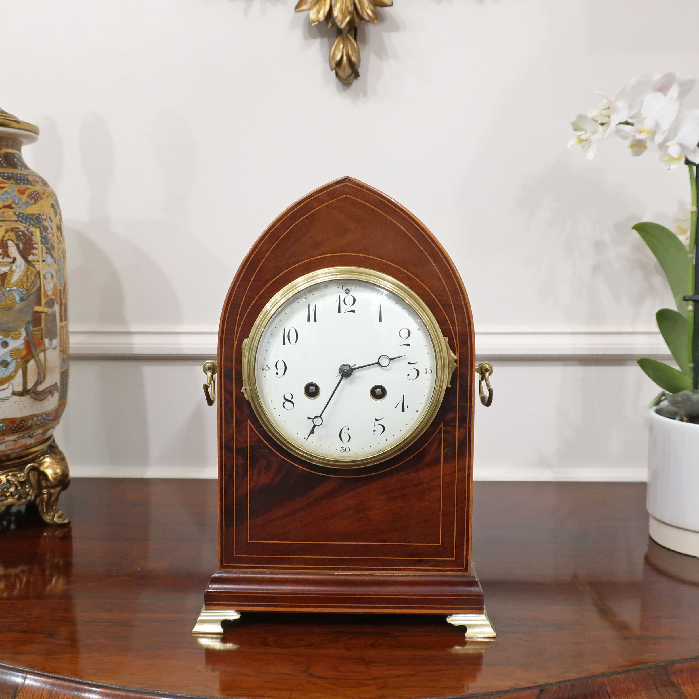 French Belle Epoque Mahogany Mantel Clock