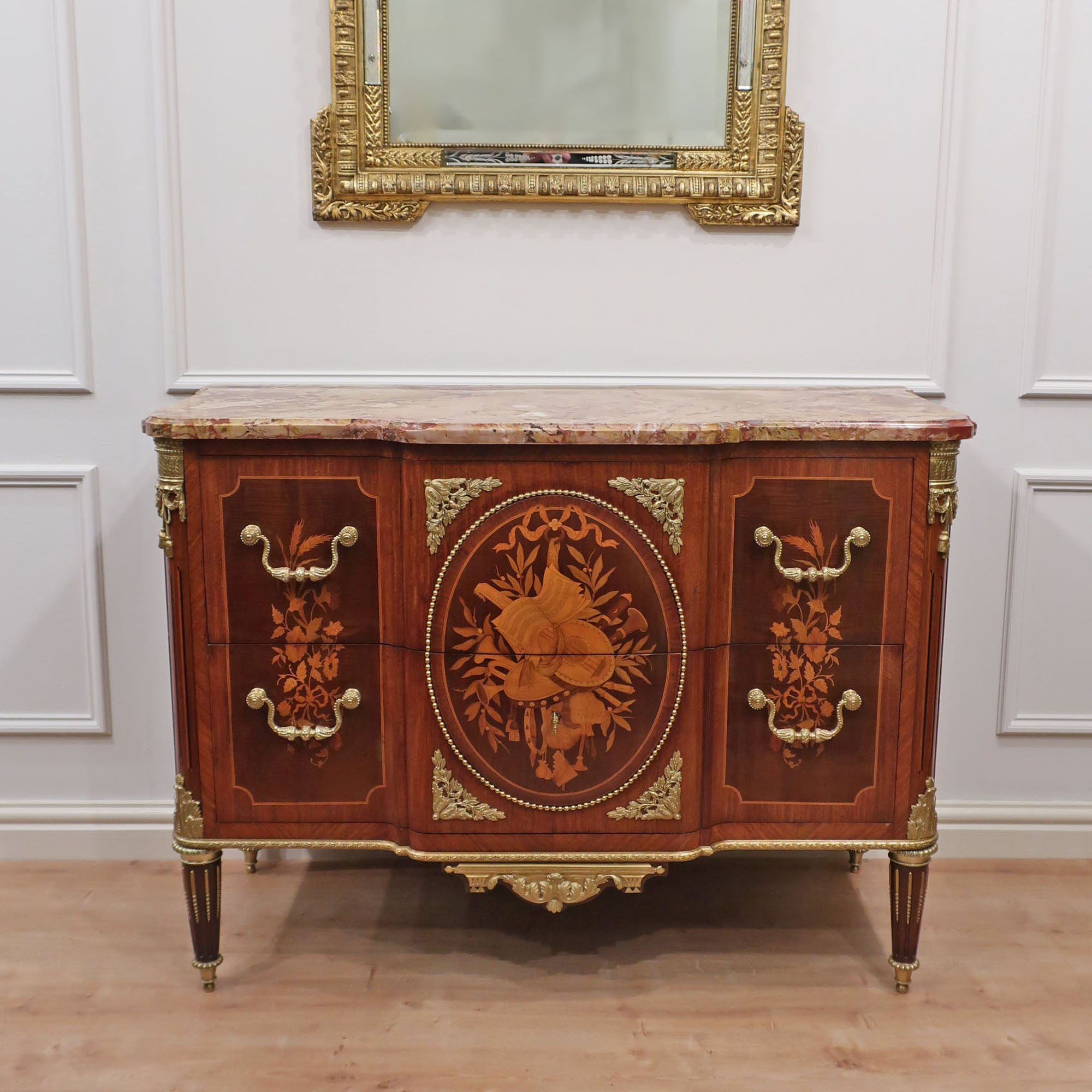 French Louis XVI Style Marquetry Chest of Drawers