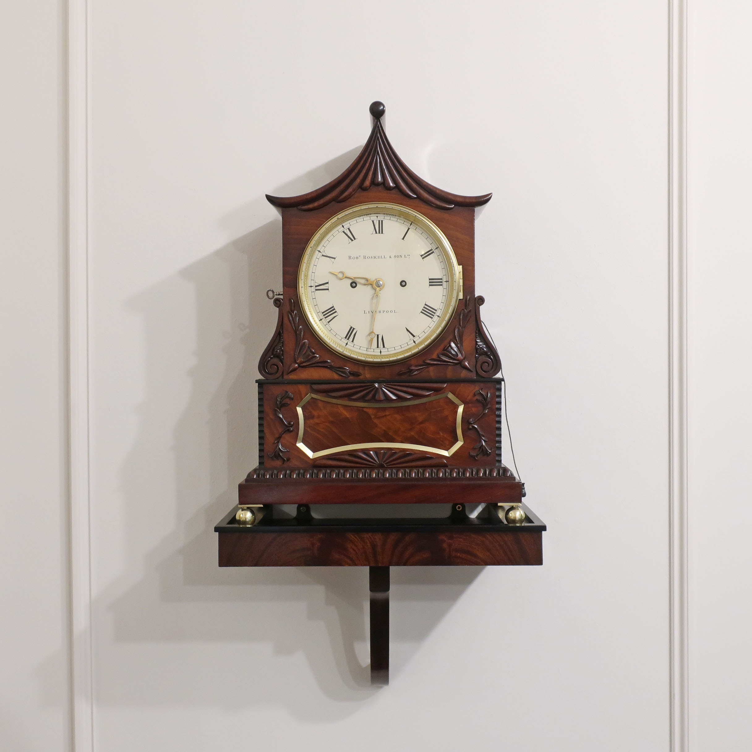 Georgian Mahogany Bracket Clock by Roskell of Liverpool
